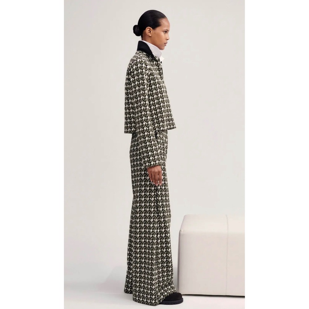 ME+EM Houndstooth Wide Box Top Women Sz 4 EUC Designer Crop Zip Pullover - Picture 4 of 16